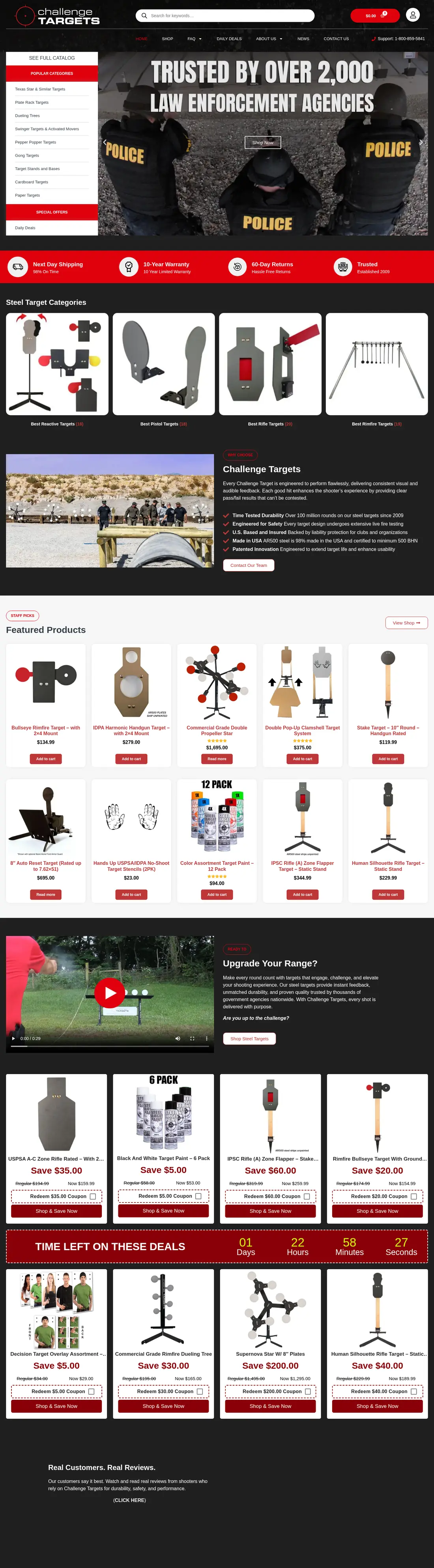 Challenge Targets website, full homepage